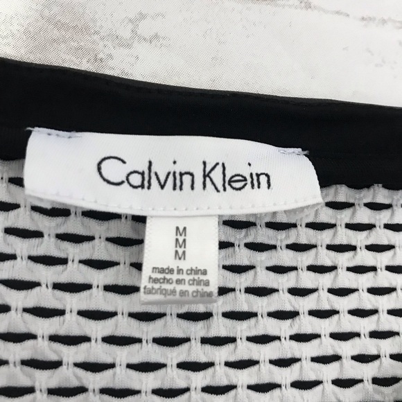 Calvin Klein Black White Sleeveless Top Blouse size medium shirt office wear - Picture 6 of 12